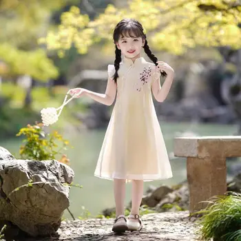 2023 Vasarą Vaikai Suknelė Vaikams Mergina Princesė Pasakų Drabužius, Tradicinė Kinų Qipao Cheongsam Suknelės