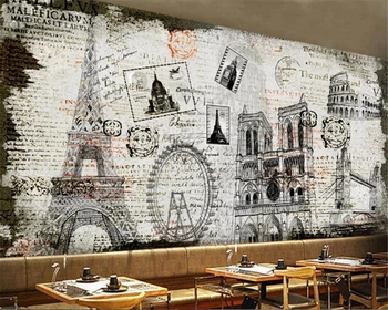 beibehang papel de parede Derliaus miesto architektūra, bokštas paryžiuje rankomis dažyti pastato cemento sienos 3d tapetai, fone sienos