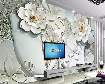beibehang Užsakymą Tapetai, 3d Stereo freskomis Gėlių Reljefo TV Fono Sienos Gėlių Jade, Sienų Tapybos 3d tapetai