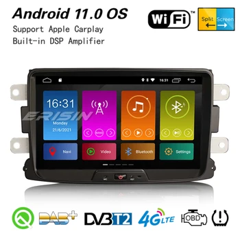 Erisin 3129 Android 11 Automobilių Radijo Belaidžio CarPlay DAB+ GPS WiFi 4G BT OBD DSP Už Renault Dacia Duster 