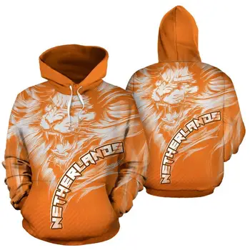 SOSHIRL Nyderlandų Orange Liūtas Gyvūnų Spausdinti Palaidinės Hoodies Atsitiktinis Puloveriai) su Hip-Hop Streetwear Vyrų Unisex Drabužiai