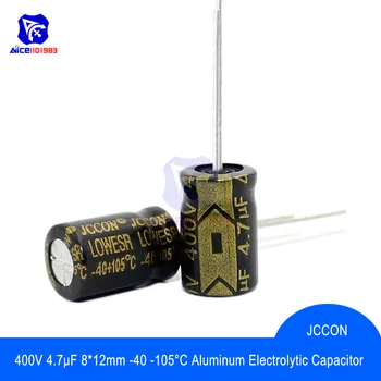 10VNT/Daug Aliuminio Elektrolitinių Kondensatorių 400V 4.7 µF 8x12mm Aukšto Dažnio Low ESR -40 -105℃ 400V4.7µF 8*12mm Kondensatorius