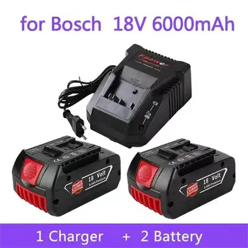 18V Baterija 6.0 Ah už Bosch Elektrinis Grąžtas 18V Li-ion Akumuliatorius BAT609, BAT609G, BAT618, BAT618G, BAT614 + 1Charger