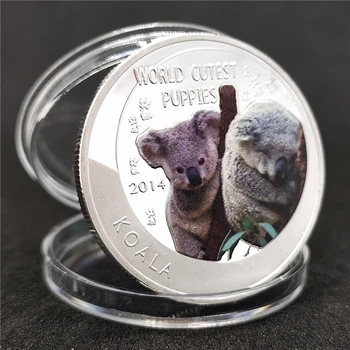 2014 m. Pasaulio Mielais Šuniukai Koala Sidabro Moneta Elizabeth II Sidabro Padengtą Monetų Kolekcionieriams Dovanos