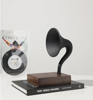 25cm šiuolaikinės muzikos tema modeliavimas vertikali Juoda guma Retro fonografo įrašų derva, Meno ir Amatų, namų dekoro priedai