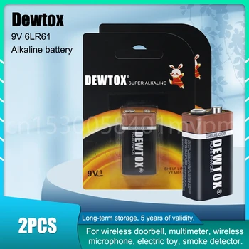 2VNT Dewtox 9V Baterija 6F22 CR9V ER9V 6LR61 už Multimetras Mikrofonas Termometras Žaislas Nuotolinio Valdymo Anglies Cinko Baterijos