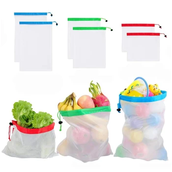 3 dydis daugkartinio naudojimo gaminti maišelį galima skalbti maišeliai apsipirkti saugojimo daržovių, vaisių organizatorius dėklas įvairenybės saugojimo krepšys