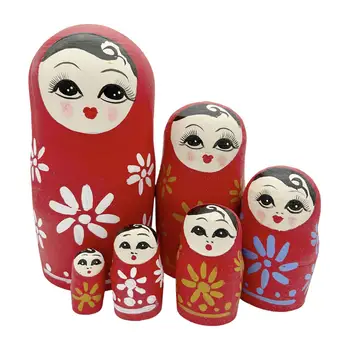 6Pcs rusijos Lizdus Lėlės Matryoshka Kolekcionuojamų Mergaitę Modelio Papuošalus Mediniai Krovimas Lėlės Kambarį Stalas Namuose