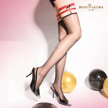 Aurora Serijos Black Red Bowknot Kojų Kilpos Tipo Atockings Silikono Neleidžiančioms Slysti Riebiai Blizga Seksuali Moteris Tvarstį, Kojinės, Apatinis Trikotažas Plonas