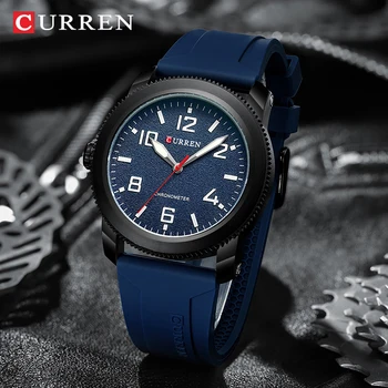 CURREN Verslo Paprasta Vyrų Laikrodžiai Mados Stilingas Silikoninis Dirželis Laikrodis Vyrams Atveju, Įrankių Dizaino Kvarco Chronograph Vyras