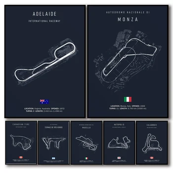 F1 Populiariausių Automobilių Lenktynių trasa Caldwell Parkas/Adelaidė/Monza/canadian Tire/estetinį Namų Puošybai Formulė Automobilių Lenktynių Žemėlapis