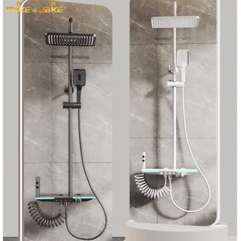 Gunmetal dušo komplektas termostatiniai vonios sienelės, dušo maišytuvas pilka vonios kambarys baltos sienos dušo maišytuvas voniai nuolat dušo