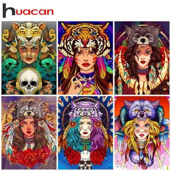 Huacan 5D Diamond Tapybos Moteris Nuotrauką Strazdų Siuvinėjimo Portreto Mozaika Nauja Kolekcija 2023 Namų Dekoro Dovana