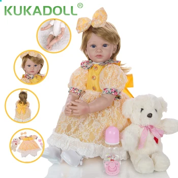 KUKADOLL Reborn Baby Doll 24 Colių Audiniai Kūno Įdaryti Realus Menina Baby Doll Žaislas Vaikams, Gimtadienis, Kalėdos, Dovanų Partneris