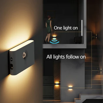 LED Naktį, Šviesos, Judesio Jutiklis Šviesos Spinta Naktį Lempa Virtuvės, Miegamojo Detektoriaus Šviesos Kabineto Laiptų Apšvietimas