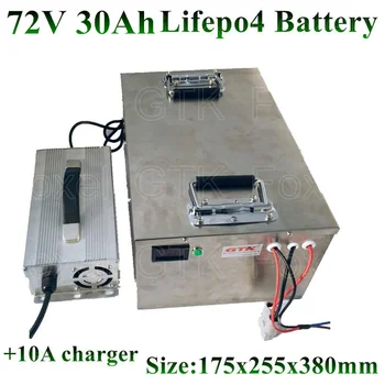 Metalo atveju 72v 30Ah LiFePo4 baterija Didelės galios 3000w Ne ličio lipo dėl RV EV variklio saulės energijos saugojimo dviratis + 10A įkroviklis