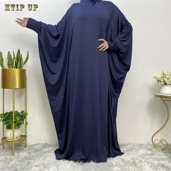 Musulmonų Mados Suknelė Artimųjų Rytų Vientisos Spalvos Mados Šikšnosparnių Rankovėmis Dubajus Arabų Skraiste Kaftan Maroko Jilbab Femme Musulman Abaja