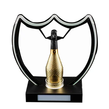 Naujas dizainas skydo formos individualų degtinės, šampano individualų šviesos diodų (LED) butelis Ekranas led juosta glorifier