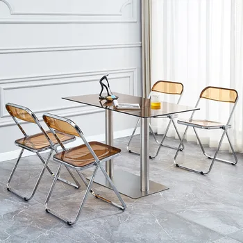 Nerūdijančio Plieno, Stiklas Skaidrus, apskritasis Stalas Kavos staliukas Komercinės Stačiakampio formos Valgomojo Stalo Kėdės