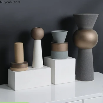 Nordic Light Luxury Keramikos Vaza, Džiovintų Gėlių, Gėlių Kompozicijų Priedai Kambarį Stalviršio, Vazos, Stalo Apdailos