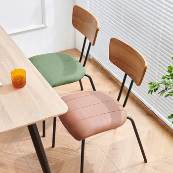 Nordic Light Luxury Paprasta Modernios Medžio Masyvo Fotelis Minkštas Krepšys Valgomojo Kambario Kėdės, Kavos Arbatos Parduotuvė Kėdės Tarpvalstybinių Baldai