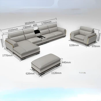 Paprastas modernus gyvenamasis kambarys sofos, italijos prabangių odos sofos derinys odos sofos, galvos sluoksnio šviesos prabangus šeimos baldai
