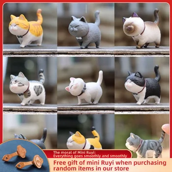PVC Animacinių filmų Cute Kačių Automobilių Ornamentu Micro Kraštovaizdžio Bonsai Apdailos Darbalaukio Kūrybos Pakabukas Namų Reikmenys Figūrėlės