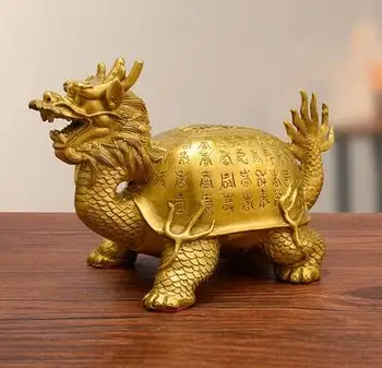 Retro Brass Mitinis Žvėris, Drakonas Galva Vėžlys Dragon Vėžlys Figūrėlės Miniatiūros Pasisekė Gyvūnų Darbastalio Ornamentu Statula Decors