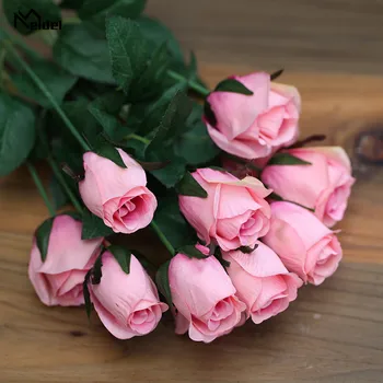 Rose Pink Silk Puokštė Dirbtinės Gėlės Krūva 12 Galva Dirbtiniais Nuotaka Vestuvių Ūkyje Flores Namų Stalo Vaza Dekoro Netikrą Rožių Gėlių