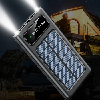 Saulės Energijos Banko 30000mAh su USB Išėjimas Powerbank Pastatytas Kabelis Išorinė Baterija skirta iPhone 