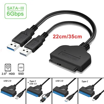 USB 3.0 SATA Kabelį, skirtą Išorinį Kietąjį Diską 2in1 SATA Į USB Keitiklis Kietąjį Diską Iki 6 Gb / s Paramos 2.5 Colio Išorinis HDD SSD