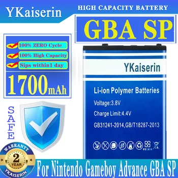 YKaiserin Baterija GBA SP 1700mAh Nintendo Gameboy Advance GBASP Baterijos