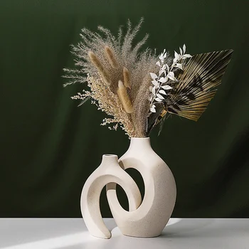 Šiaurės Šalių Keramikos Prisiglausti Stiliaus Vaza Darbalaukio Vazonas Biuro Kambarį Lentynoje Dekoratyvinės Vazos Modernus Patalpų Dekoro Vaza
